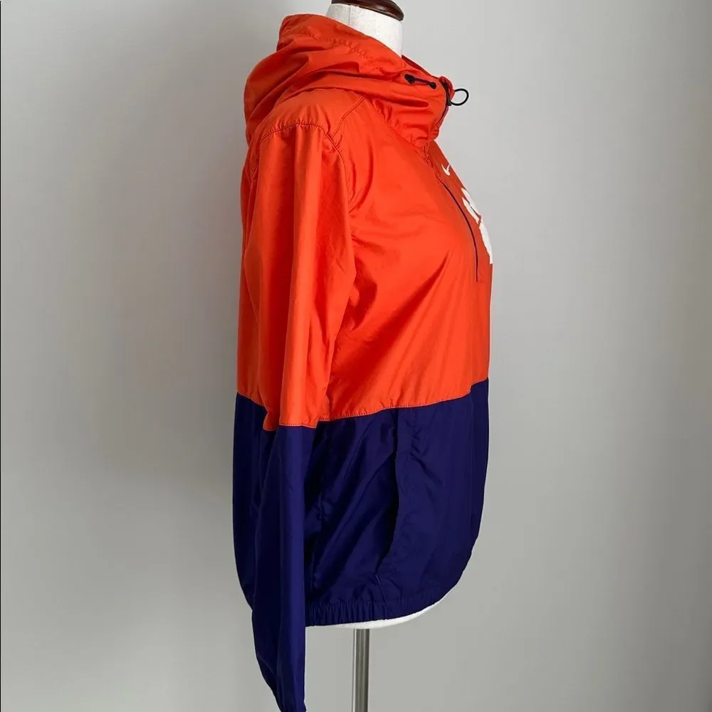 Nike Clemson Tigers Windbreaker Jacket Men’s Large Orange Purple Hooded Half Zip